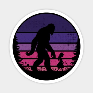 Bigfoot Walking With A Little Princess Sunset Magical Fairytale Girl  Magnet